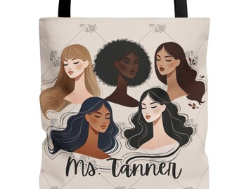 Custom Teacher Tote Bag, Diverse Women Design, Personalized Gift