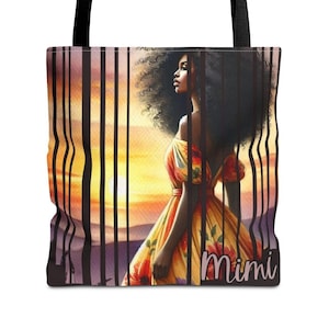 Customize Tote Errand bag Beautiful African American Black empowerment Melanated gifts Teacher gift Afro Crown positivity fun tote bag brown