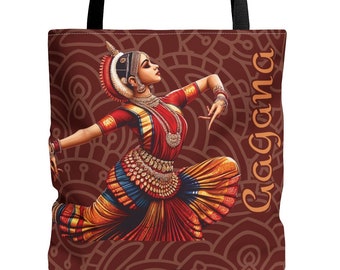 Personalized! tote, artistic design, bollywood dancer, Hindi dancer, hindi music lover, South Asian, India gifts, Bharatanatyam, custom