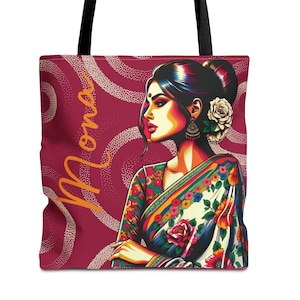Personalized! tote, bollywood vibrant color, design, gift for her, bridesmaid proposal, sangeet gift, mehndi gift, Indian, South Asian gift