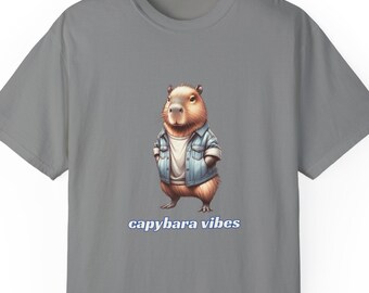 Personalized text! Comfort colors - Unisex, capybara tee, capybara lover, rodent lover, capybara vibes, unique tee for him & her