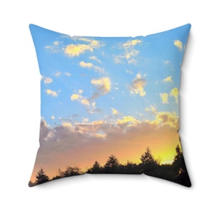 square pillow, INCLUDES insert home decor, decorative pillow, mountain, scenic, sunrise, sunsets, nature, landscape, gift for dad hiking