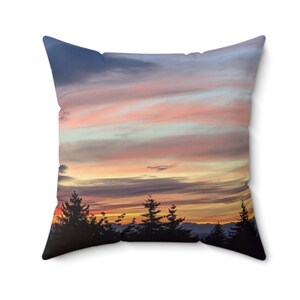 square pillow, INCLUDES insert home decor, decorative pillow, mountain, scenic, sunrise, sunsets, nature, landscape, gift for dad