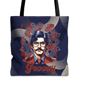 Gepersonaliseerd! draagtas, artistiek ontwerp, bollywood-held jaren 70, hindi-danseres, hindi-muziekliefhebber, Zuid-Aziatische geschenken, India-cadeaus, groovy, vintage