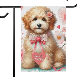 Custom Garden & House Banner Golden Doodle Dog mama lover Valentines Flag yard art banner decor home decor garden sign double sided