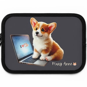 カスタムラップトップスリーブカーディガンウェルシュペンブロークコーギー子犬犬好きママコンピュータスリーブカバープロテクターiPad新学期コーギーのお尻かわいい