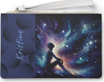 Personalized! mini vegan clutch, Star gazer, astronomy lover, star lover, cosmos, universe, cosmology, gift for her, mothers day