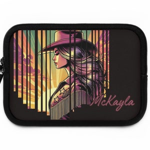 Custom Laptop sleeve Cowgirl Bestie Western Boots Hats computer gifts for her personalize cowgirl lover back to school college tech gift