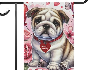 Custom Garden & House Banner English British Bulldog cute mama Valentines Flag yard art banner decor home decor garden sign double sided