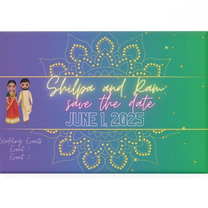 Totalmente personalizável! Desi Save the Date Magnets, Royal India, Sul da Ásia, decoração do Sul da Índia, Karnataka, design indiano, casamento, ímãs