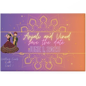 Totalmente personalizável! Ímãs Desi Save the Date, Royal India, Sul da Ásia, decoração Punjabi, design do Norte da Índia, casamento, ímãs personalizados