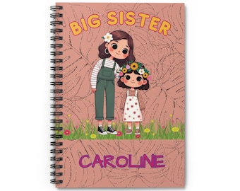 Personalized! big sister custom notebook, gift for big sister, student, new big sister gift, little girls gift