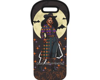 Customize! Cowgirl Western Fall Boots Gifts Bestie Halloween Party Pumpkins Ghosts Witch Wine Lover tote bag for wife, melanated