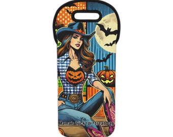 Customize! Cowgirl Western Fall Boots Gifts Bestie Halloween Party Pumpkins Ghosts Witch Wine Lover tote bag for wife, girlfriend