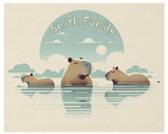 Anpassa utomhusmatta söt capybara design, vatten, capybaras, vattenbebis, vattenfläkt, enkel elegant neutral beige cappy capy dekor