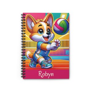 ¡Personalizado! Cuaderno, amante de los cachorros corgi, jugador de voleibol, regalo para estudiantes, lindo y feliz cuaderno, escritura de regalos, bocetos, poemas, regalo para niños
