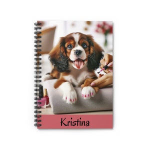 ¡Personalizado! Cuaderno, cachorro King Charles, cachorro Cavalier, regalo para niños, amante de los perros, amante de los salones de uñas, escritura, diario, cuaderno de bocetos
