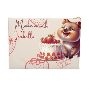 ¡Personalizado! Amante de los quokka, feliz cumpleaños, pide un deseo, portatarjetas de regalo, bolsa con cierre para amiga, mamá, novia, hija