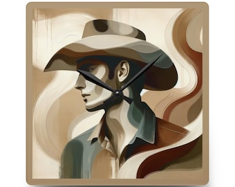 Maatwerk aangeboden! Acrylwandklok, cowboy, cadeau cowgirl, cadeau voor hem, haar, landhuisdecoratie, westers thema, esthetische klok