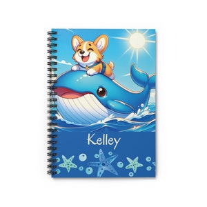 ¡Personalizado! Cuaderno, amante de los cachorros corgi, amante de las ballenas, regalo de naturaleza oceánica, lindo cuaderno feliz, escritura de regalos, boceto, poemas, regalo para niños