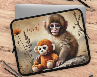 Funda personalizada para portátil con diseño de monos, funda de neopreno personalizada, cubierta resistente al agua.