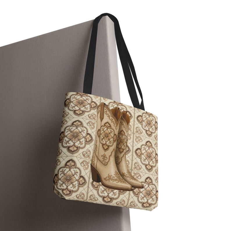 Custom Text Beige Neutral Cowgirl Tote Bag, Boots Hats Western Lover Totes and Bags, Chic Luxury Style Gifts image 15