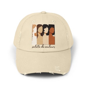 Cotton Unisex Distressed Hat design, Modern, Chic, elegant, gift for her, wife, melanated gifts, French, Diversity, Women baseball cap her