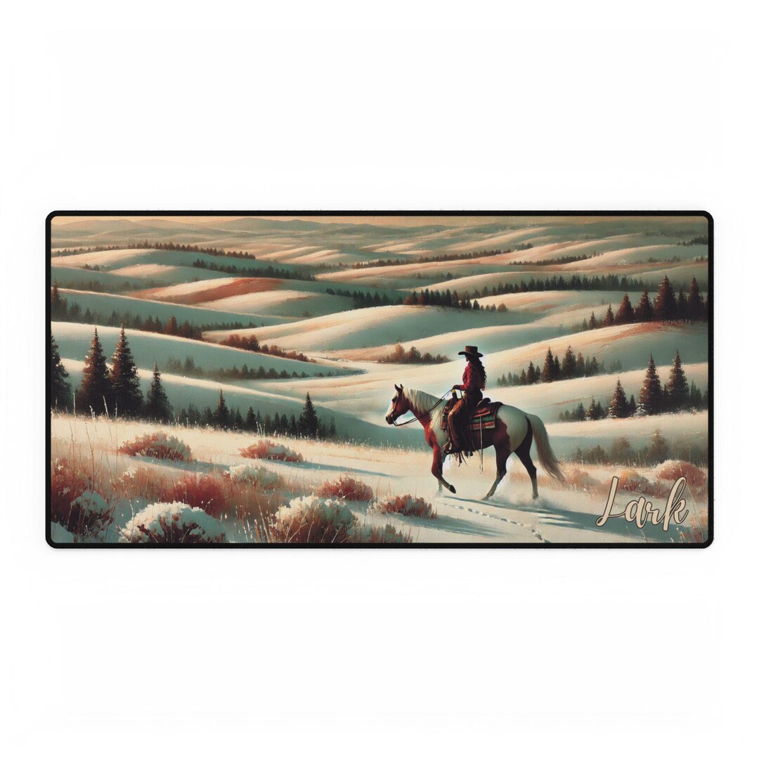 Custom Desk Mat Large Mouse Pad Country Side Western Themed Cowgirl ...