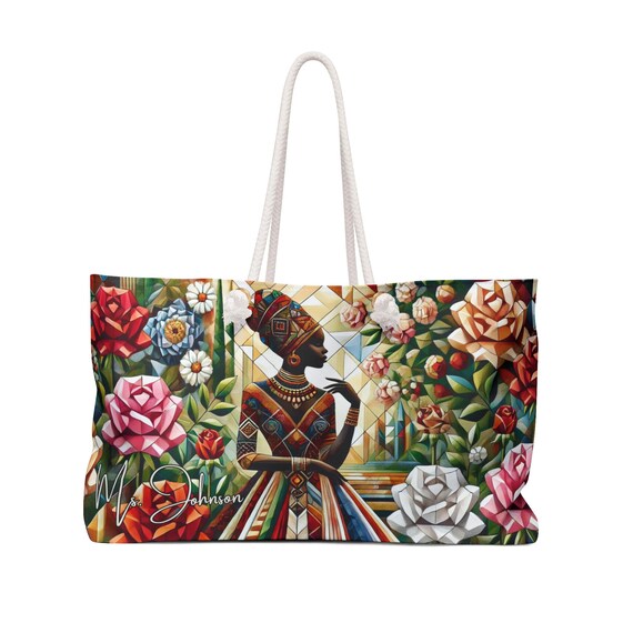 Bolso de fin de semana con texto personalizado, melanina, regalos