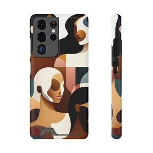 Phone case with 1 card holder - Melanated gift; neutral colors, aesthetic phone case, colorful, unique, modern, chic, gift for her