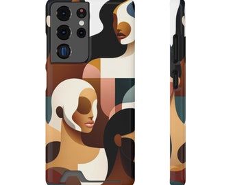 Phone case with 1 card holder - Melanated gift; neutral colors, aesthetic phone case, colorful, unique, modern, chic, gift for her