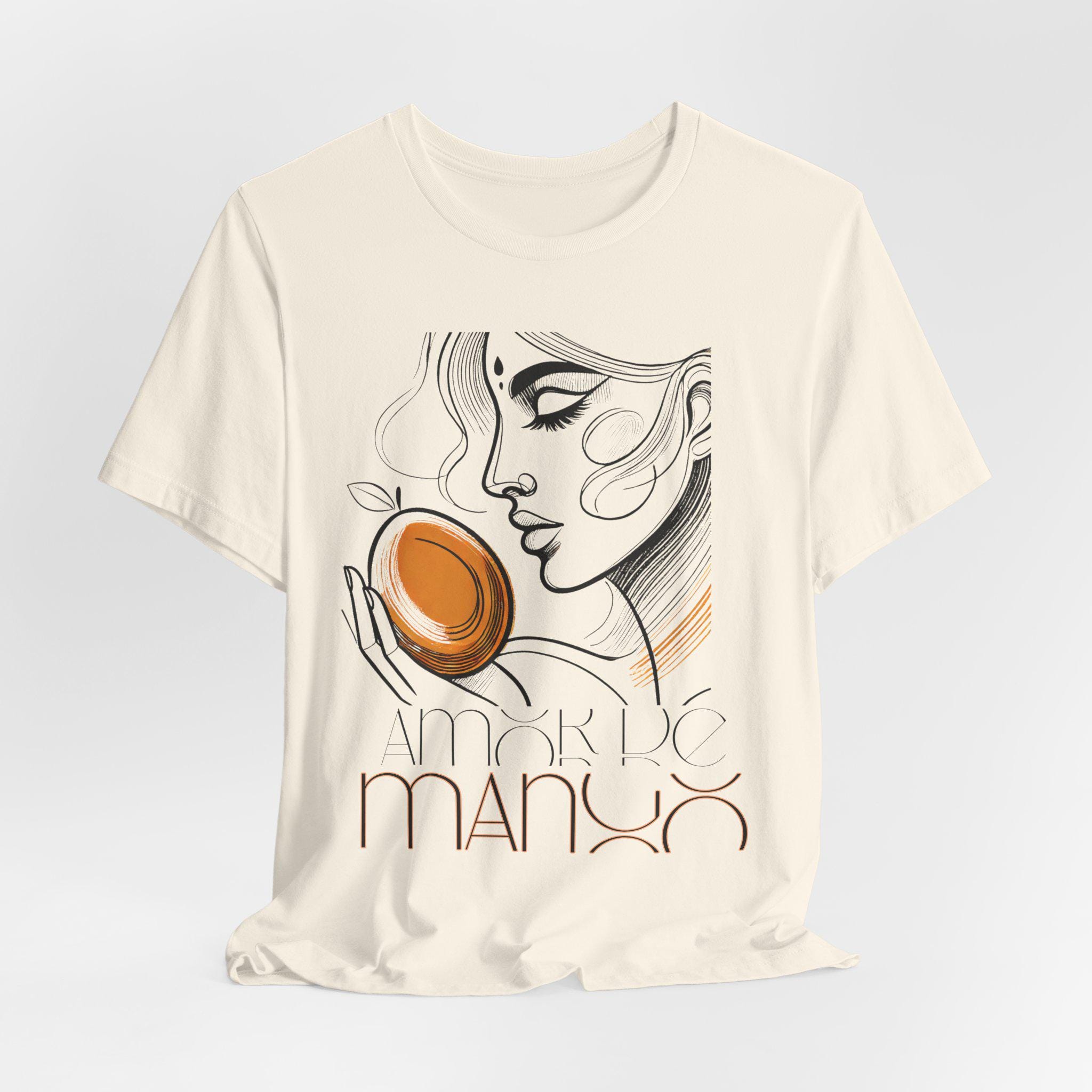 Custom Chic Mango Lady T-Shirt,  Abstract Line Art, Limon lover gift, summer fruits tees boho inspired print Desi South Asian Indian tee