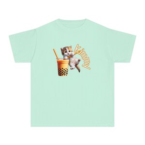 Personaliza la camiseta para niños, para niños, para amantes de los gatos Boba, gatitos, cumpleaños de niños, regreso a la escuela, camisetas, camisetas, camisetas con el nombre de Hello Kitty imagen 9