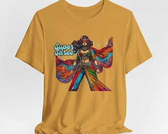 Customize text Jersey soft t-shirt t-shirts Desi South Asian Indian super heroine shirts shirt for her Saree Sari Bollywood comic lover gift