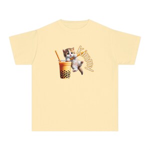 Personaliza la camiseta para niños, para niños, para amantes de los gatos Boba, gatitos, cumpleaños de niños, regreso a la escuela, camisetas, camisetas, camisetas con el nombre de Hello Kitty imagen 8