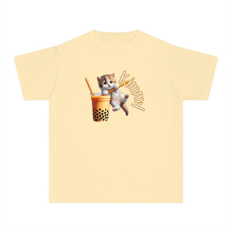 Personaliza la camiseta para niños, para niños, para amantes de los gatos Boba, gatitos, cumpleaños de niños, regreso a la escuela, camisetas, camisetas, camisetas con el nombre de Hello Kitty imagen 8