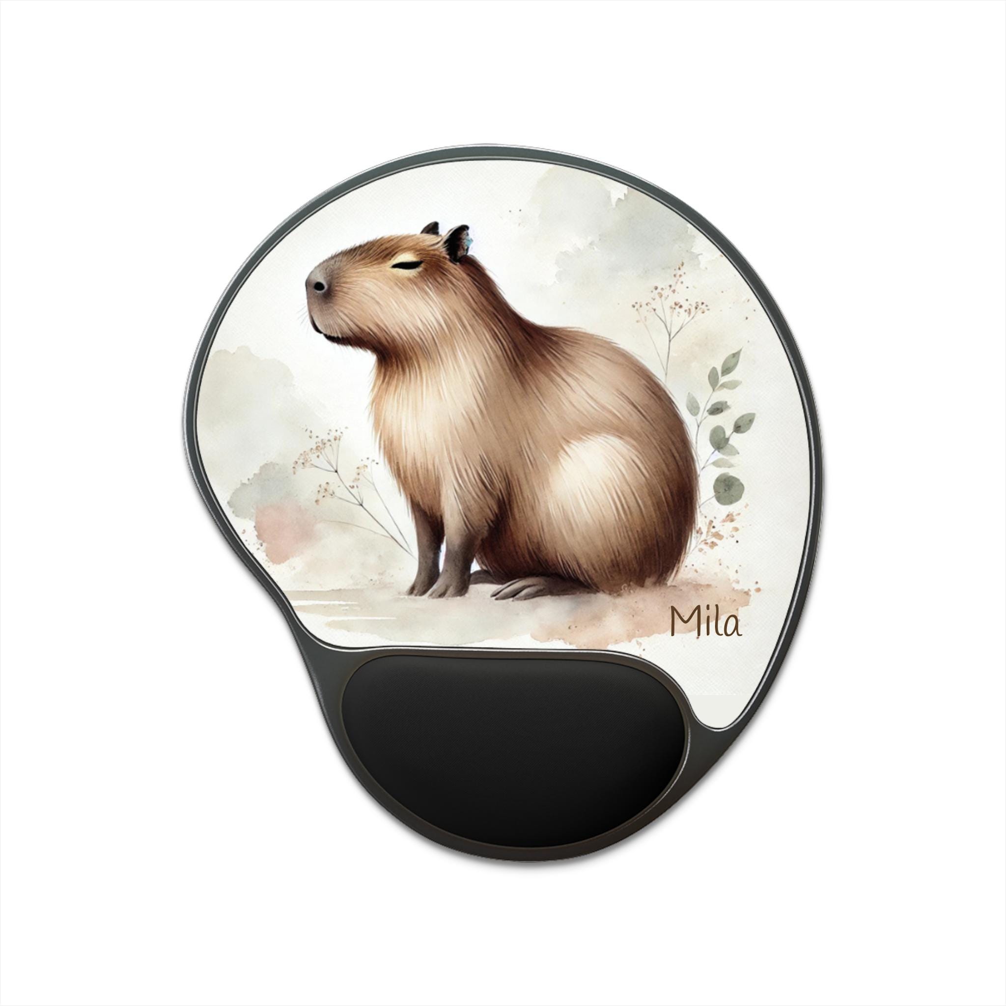 Custom Mouse Pad With Wrist Rest Cappy Capybara Capybaras Beige ...