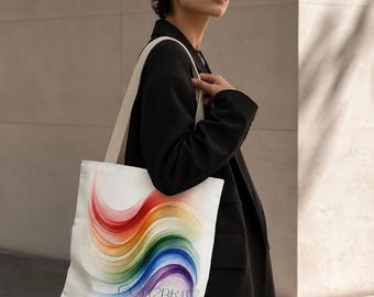 Aangepaste tekst chique LGBTQ Pride-draagtas, gay-lesbische draagtas, schoudertas, canvas tas, esthetische tas, casual canvas draagtas, gelijke rechten