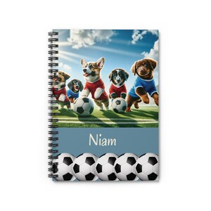 ¡Personalizado! Cuaderno, amante de los corgis, cachorros, amante del fútbol, joven aficionado a los deportes, escritura, bocetos, poemas, libro de recetas