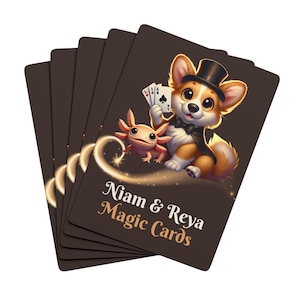 Spielkarten Spielkarten Axolotl Corgis Liebhaber Liebhabergeschenke Poker Zaubertricks-Trick für Kinderspielgeburtstag personalisierte Spielkarten für Kind