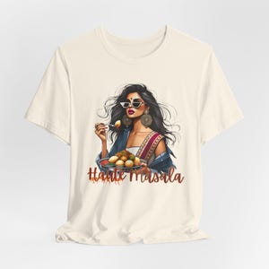 Custom text, soft jersey t-shirt, Desi South Asian Indian novelty gift, Denim Chaat Haute Masala lover gifts, Pani Puri, Indian clothes