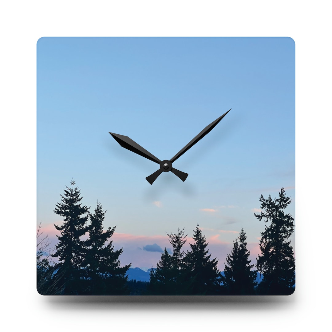 Clock Sencery Acrylic Wall Clock, Mountain Scenery, Sunset, Sunrise Scenery, Artistic ...