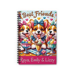 ¡Personalizado! Cuaderno de cachorro, corgi genial, pembroke, cárdigan, cuaderno de espiral, cuaderno estético, mamá de perro, corgi tricolor, mejores amigos