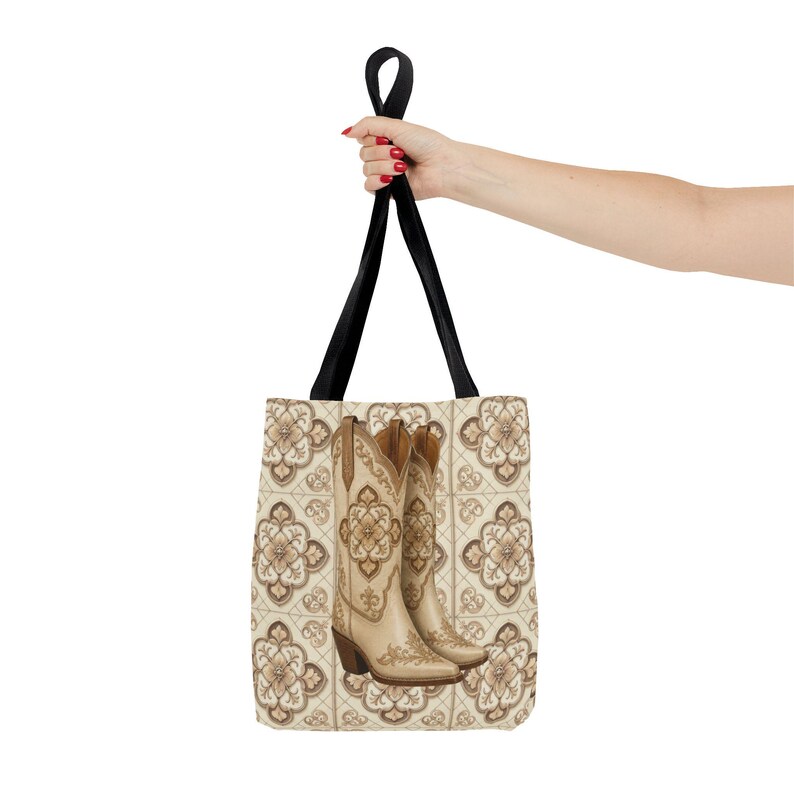 Custom Text Beige Neutral Cowgirl Tote Bag, Boots Hats Western Lover Totes and Bags, Chic Luxury Style Gifts image 11