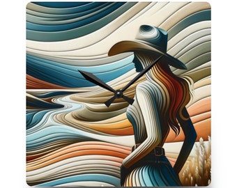 Maatwerk aangeboden! Acrylwandklok, cowboy, cadeau cowgirl, cadeau voor hem, haar, landhuisdecoratie, westers thema, esthetische klok