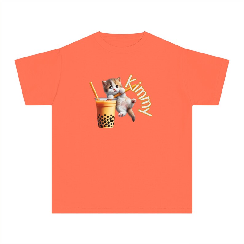 Personaliza la camiseta para niños, para niños, para amantes de los gatos Boba, gatitos, cumpleaños de niños, regreso a la escuela, camisetas, camisetas, camisetas con el nombre de Hello Kitty imagen 7