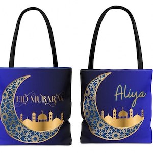 Customize Custom Personalized Eid Mubarak Canvas Tote Bag for Eid Everyday Use Eid gifts Gifts for friends and family Birthday Christmas