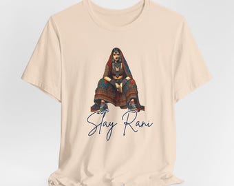Personalize text chic Desi, Indian, South Asian shirts, Slay Rani, Queen, India, kumari style, chic modern Desi shirt for wife, her, unique