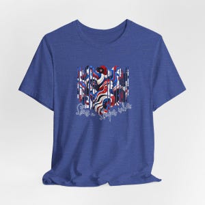 Personalize text! chic July 4th, Independence day, USA, diverse America, USA, cultural, summer shirt, red, white, blue, bbq, summer apparel