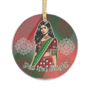 Customize Acrylic Desi Indian South Asian Holiday Decor Ornaments Diwali gifts Sari Bollywood Lengha lover Christmas wedding tree desi decor